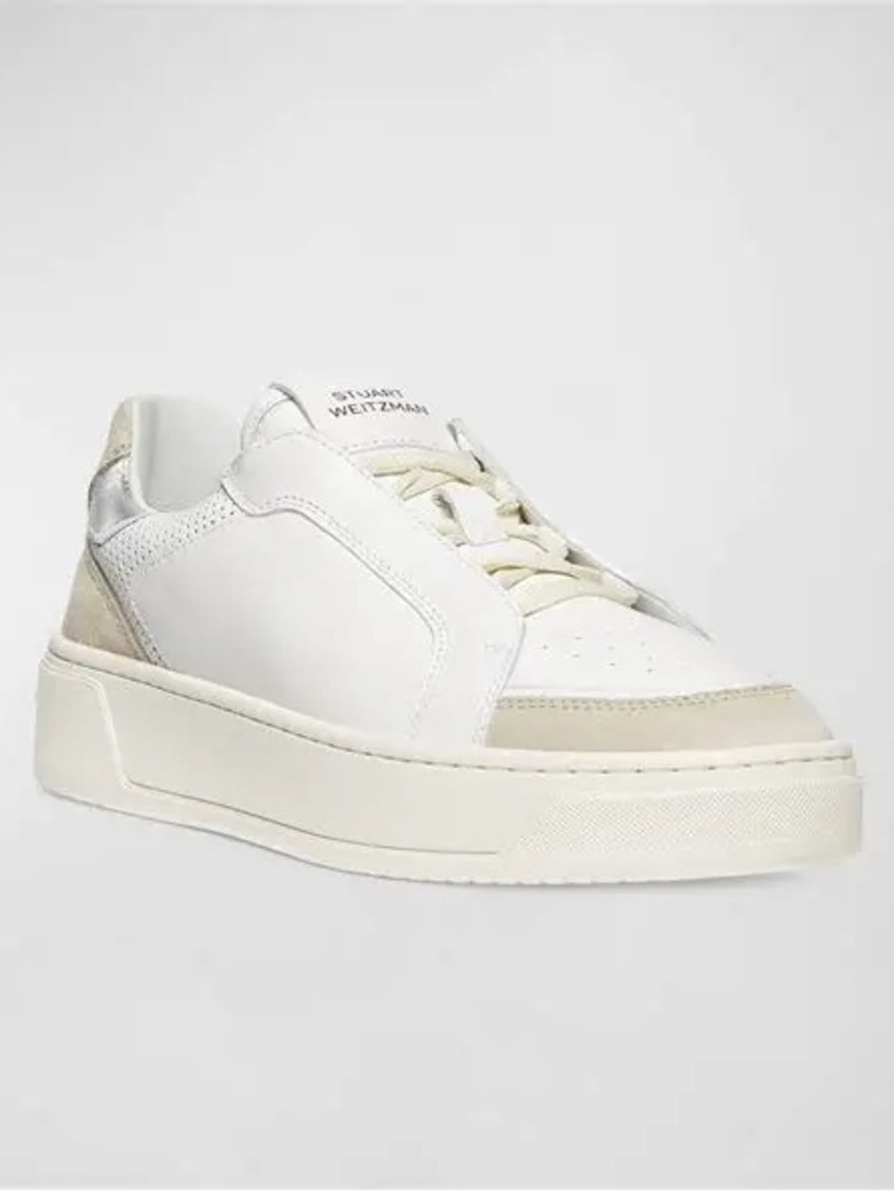 Stuart Weitzman Courtside Mixed Leather Retro Low-Top Sneakers